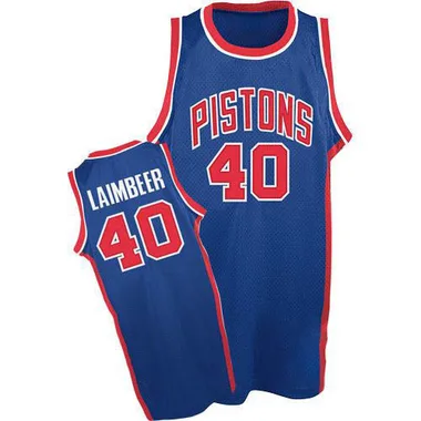 Authentic Blue Bill Laimbeer Men's Detroit Pistons Adidas Throwback Jersey