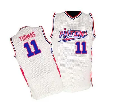 Authentic White Isiah Thomas Men's Detroit Pistons Mitchell and Ness Throwback Jersey