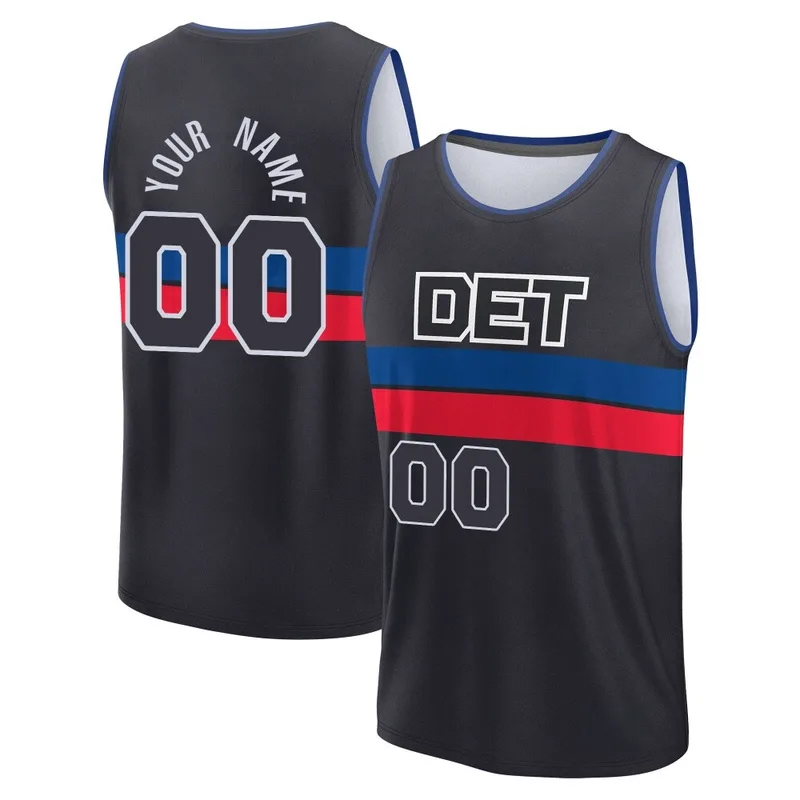 Fast Break Black Custom Men's Detroit Pistons 2024/25 Statement Edition Jersey