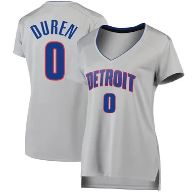 Fast Break Jalen Duren Women's Detroit Pistons Fanatics Branded Silver Jersey - Statement Edition