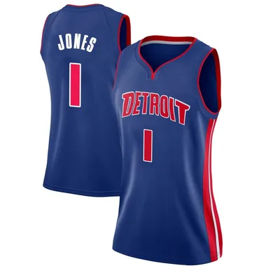 Swingman Blue Colby Jones Women's Detroit Pistons Nike Jersey - Icon Edition