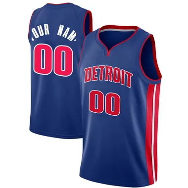 Swingman Blue Custom Men's Detroit Pistons Nike Jersey - Icon Edition