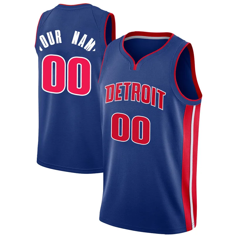 Swingman Blue Custom Men's Detroit Pistons Nike Jersey - Icon Edition
