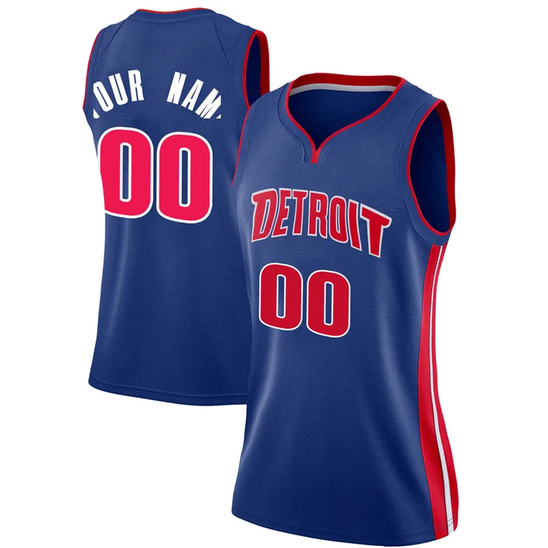 Swingman Blue Custom Women's Detroit Pistons Nike Jersey - Icon Edition