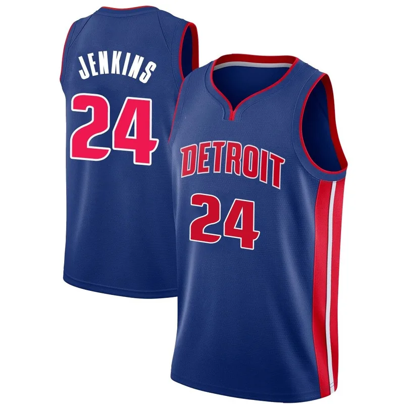 Swingman Blue Daniss Jenkins Men's Detroit Pistons Nike Jersey - Icon Edition