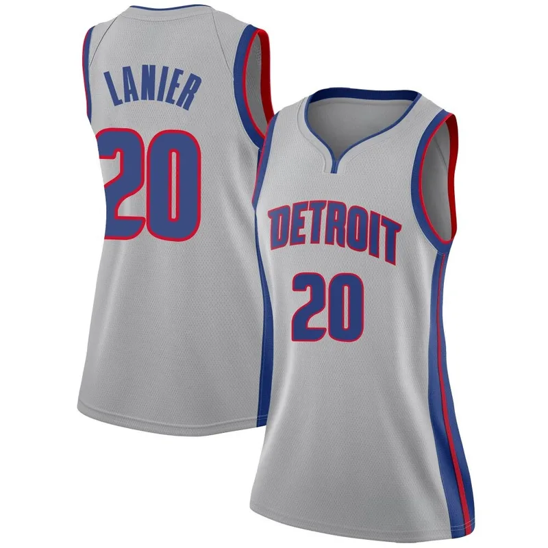 Swingman Chaz Lanier Women's Detroit Pistons Nike Silver Jersey - Statement Edition