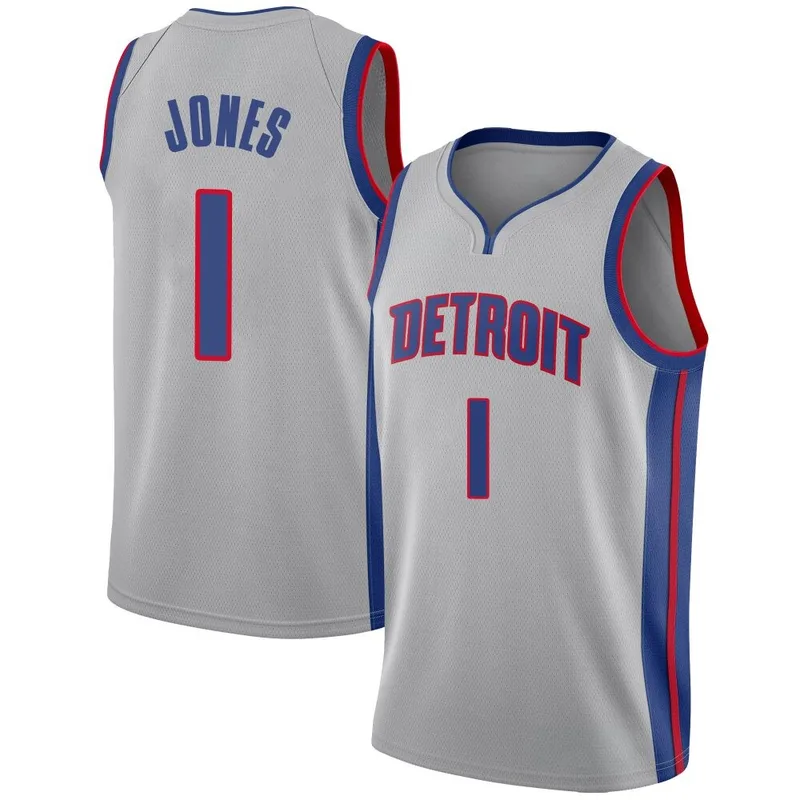 Swingman Colby Jones Men's Detroit Pistons Nike Silver Jersey - Statement Edition