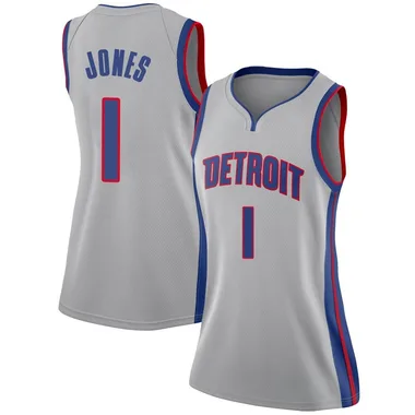 Swingman Colby Jones Women's Detroit Pistons Nike Silver Jersey - Statement Edition