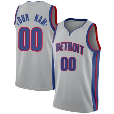 Swingman Custom Men's Detroit Pistons Nike Silver Jersey - Statement Edition