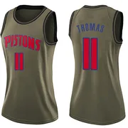 Swingman Green Isiah Thomas Women's Detroit Pistons Nike Salute to Service Jersey