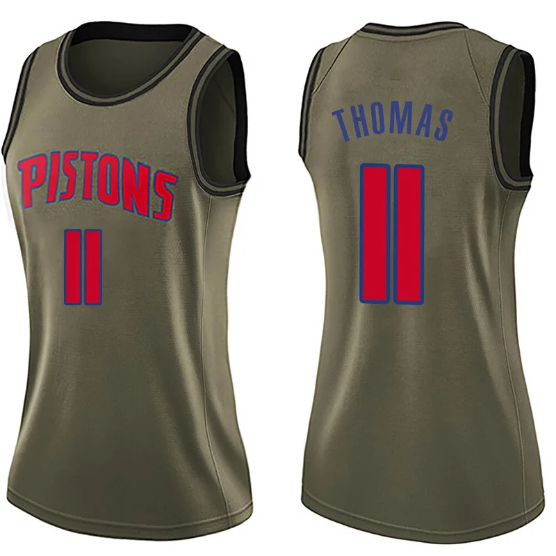 Swingman Green Isiah Thomas Women's Detroit Pistons Nike Salute to Service Jersey