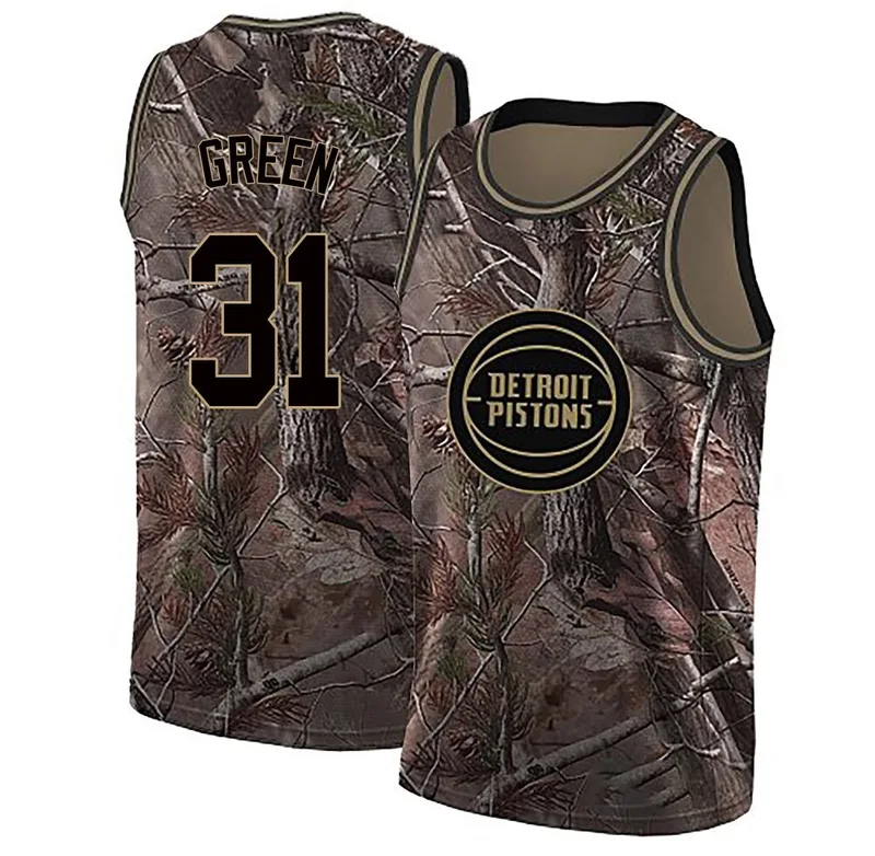 Swingman Green Javonte Green Men's Detroit Pistons Nike Camo Realtree Collection Jersey