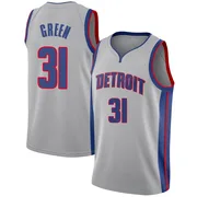Swingman Green Javonte Green Men's Detroit Pistons Nike Silver Jersey - Statement Edition