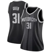Swingman Green Javonte Green Women's Detroit Pistons Nike Black 2018/19 Jersey - City Edition