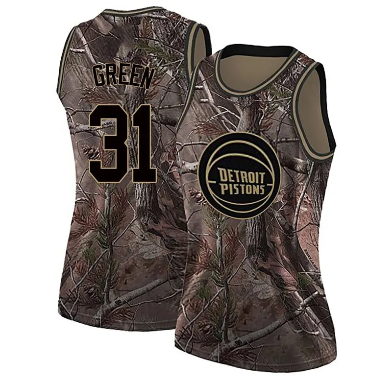 Swingman Green Javonte Green Women's Detroit Pistons Nike Camo Realtree Collection Jersey