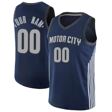 Swingman Navy Custom Men's Detroit Pistons Nike Jersey - City Edition