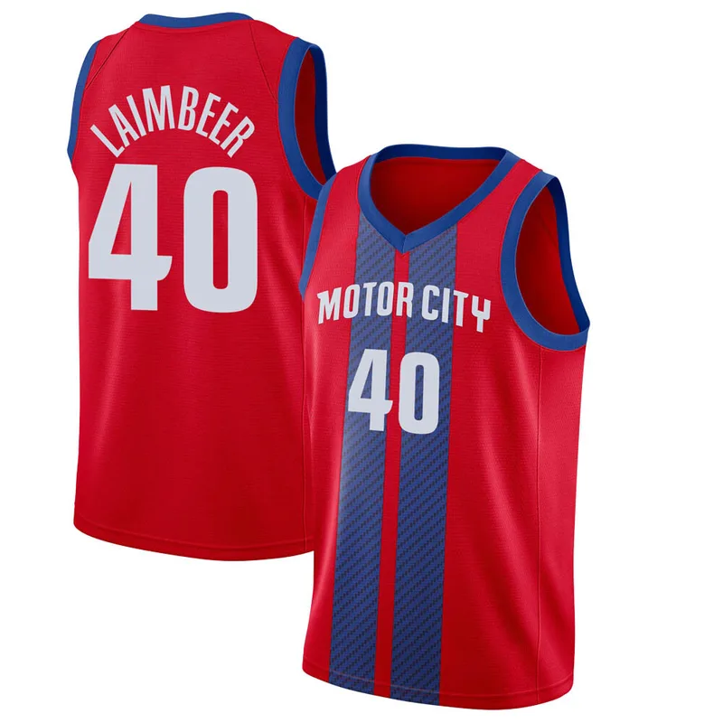 Swingman Red Bill Laimbeer Men's Detroit Pistons Nike 2019/20 Finished Jersey - City Edition