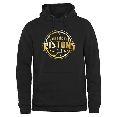 Gold Men's Detroit Pistons Collection Pullover Hoodie - Black